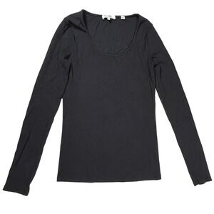 Vince Women's Black Long Sleeve‎ Ribbed Top Sz Medium Casual Everyday Quiet Lux